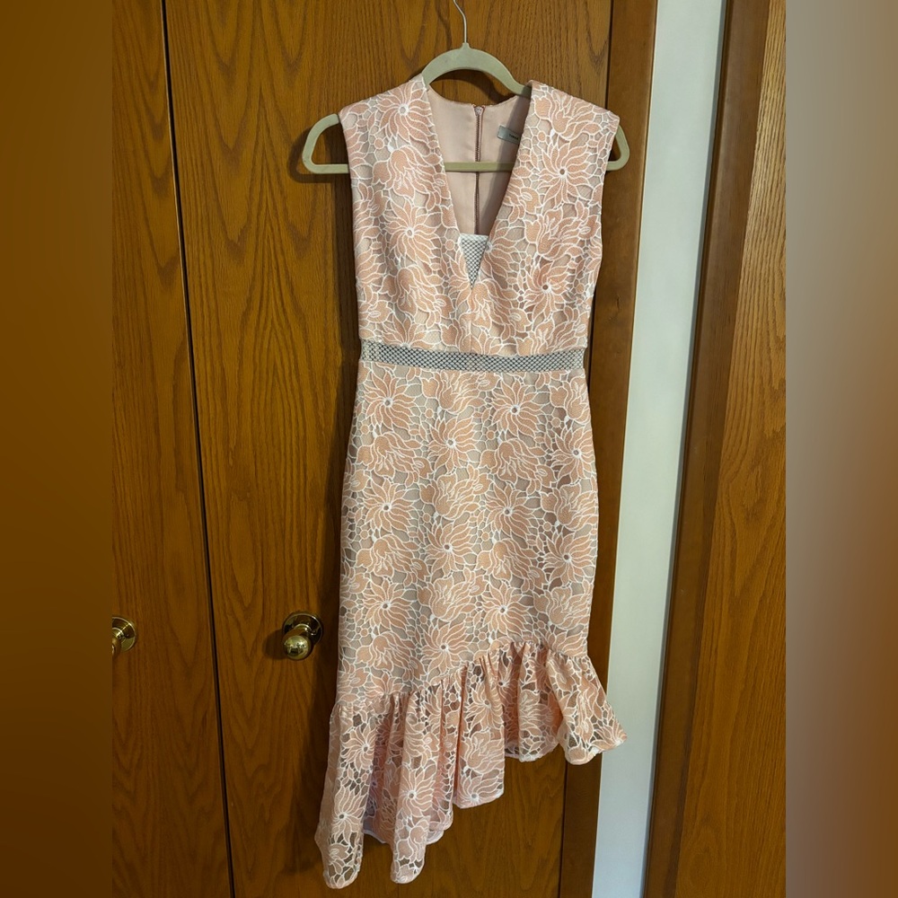 Three Floor Pink Peach Midi Dress Size 2